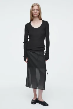 COS THE OPEN-COLLAR MERINO WOOL TOP-Women Tops | Sweaters & Cardigans