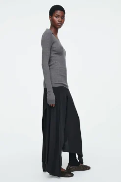 COS THE OPEN-COLLAR MERINO WOOL TOP-Women Tops | Sweaters & Cardigans