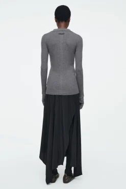 COS THE OPEN-COLLAR MERINO WOOL TOP-Women Tops | Sweaters & Cardigans
