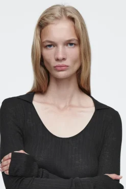 COS THE OPEN-COLLAR MERINO WOOL TOP-Women Tops | Sweaters & Cardigans