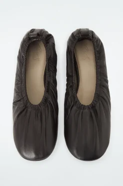 COS THE RUCHED LEATHER BALLET FLATS-Women Shoes