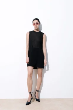 COS THE SHEER-PANEL SILK SHIFT DRESS-Women Dresses & Jumpsuits
