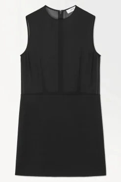 COS THE SHEER-PANEL SILK SHIFT DRESS-Women Dresses & Jumpsuits