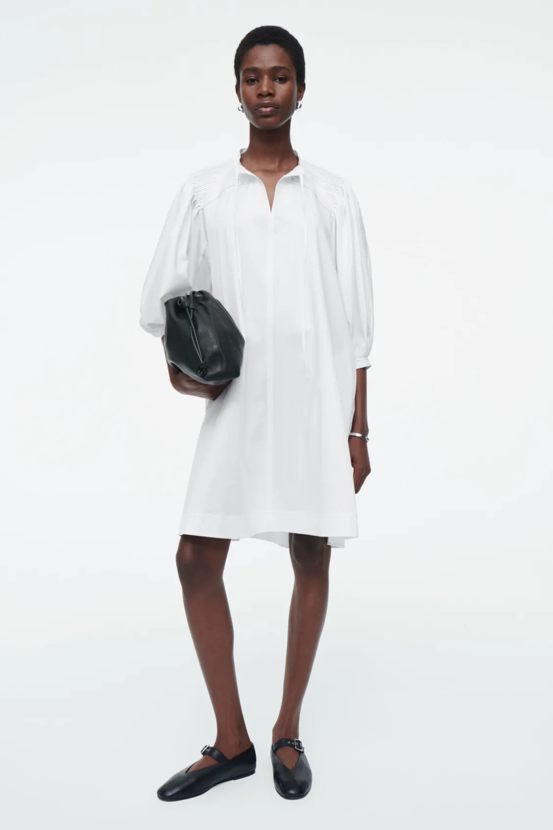 COS TIE-DETAIL PLEATED MINI DRESS-Women Dresses & Jumpsuits