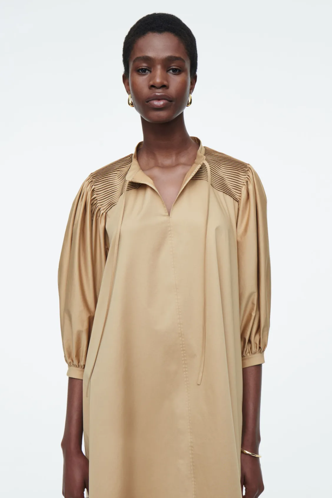COS TIE-DETAIL PLEATED MINI DRESS-Women Dresses & Jumpsuits