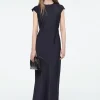 COS TIE-DETAIL SATIN MIDI DRESS-Women Dresses & Jumpsuits