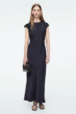 COS TIE-DETAIL SATIN MIDI DRESS-Women Dresses & Jumpsuits