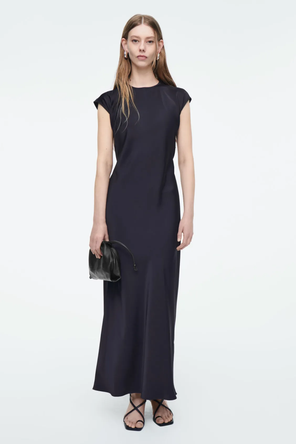 COS TIE-DETAIL SATIN MIDI DRESS-Women Dresses & Jumpsuits