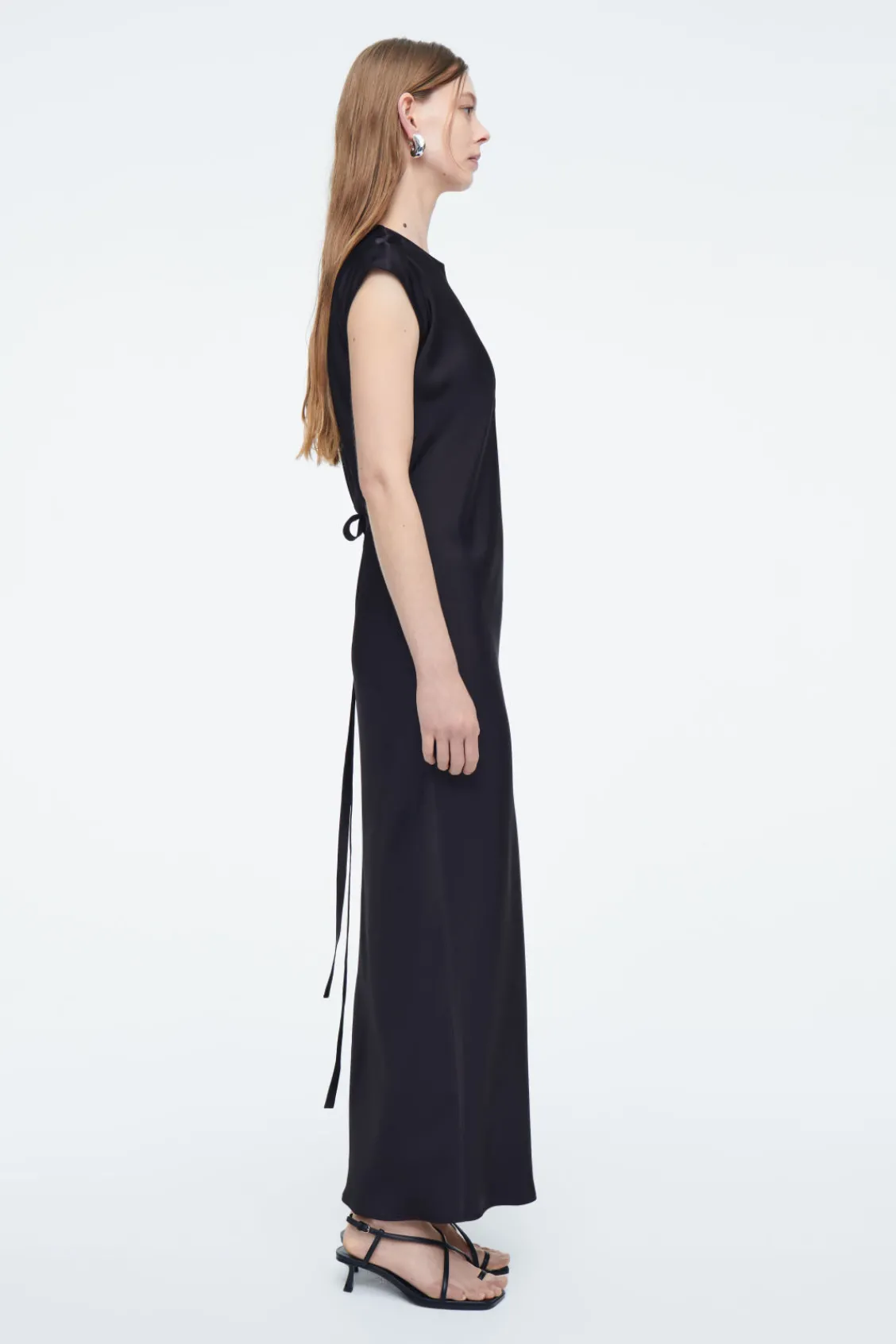 COS TIE-DETAIL SATIN MIDI DRESS-Women Dresses & Jumpsuits
