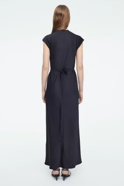 COS TIE-DETAIL SATIN MIDI DRESS-Women Dresses & Jumpsuits