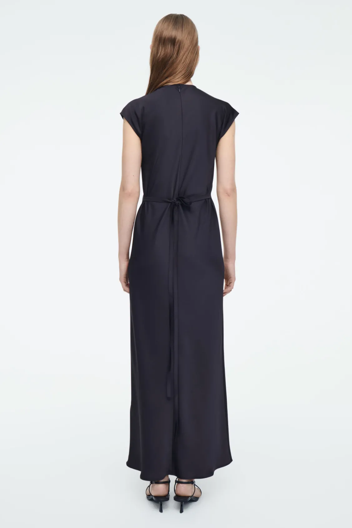 COS TIE-DETAIL SATIN MIDI DRESS-Women Dresses & Jumpsuits