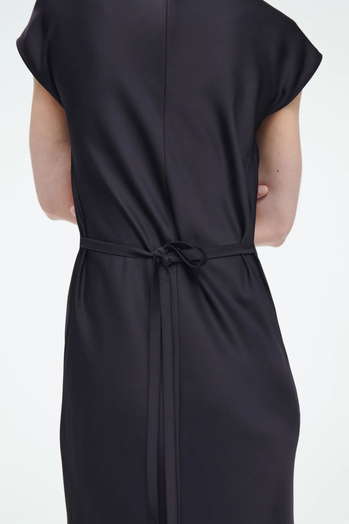 COS TIE-DETAIL SATIN MIDI DRESS-Women Dresses & Jumpsuits