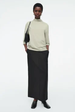 COS TIE-NECK JERSEY TOP-Women Tops