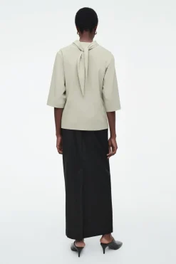 COS TIE-NECK JERSEY TOP-Women Tops