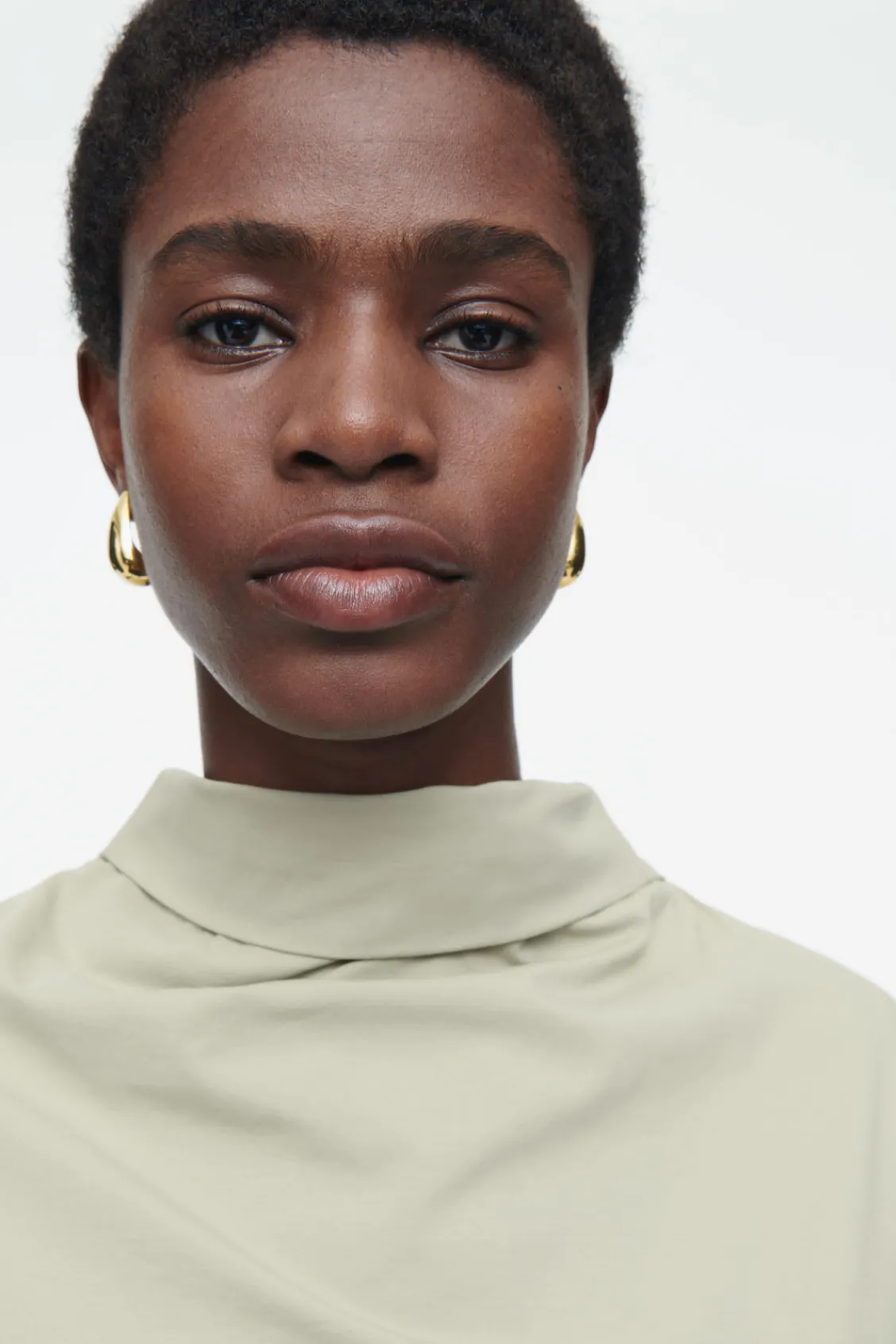 COS TIE-NECK JERSEY TOP-Women Tops