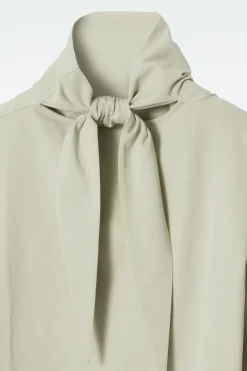 COS TIE-NECK JERSEY TOP-Women Tops