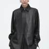 COS TOPSTITCHED LEATHER SHIRT-Women Shirts & Blouses | Tops