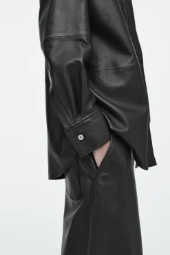 COS TOPSTITCHED LEATHER SHIRT-Women Shirts & Blouses | Tops