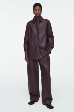 COS TOPSTITCHED LEATHER SHIRT-Women Shirts & Blouses | Tops