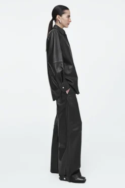 COS TOPSTITCHED LEATHER SHIRT-Women Shirts & Blouses | Tops