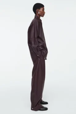 COS TOPSTITCHED LEATHER SHIRT-Women Shirts & Blouses | Tops