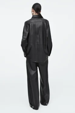 COS TOPSTITCHED LEATHER SHIRT-Women Shirts & Blouses | Tops