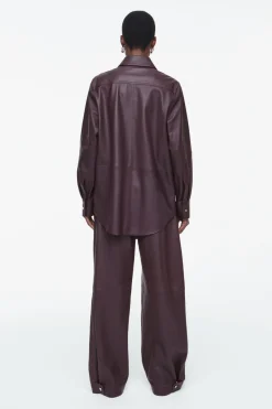 COS TOPSTITCHED LEATHER SHIRT-Women Shirts & Blouses | Tops