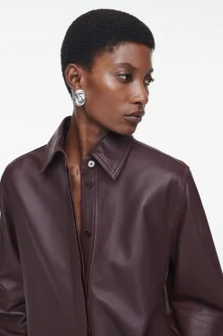 COS TOPSTITCHED LEATHER SHIRT-Women Shirts & Blouses | Tops