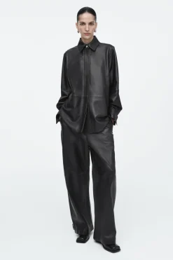 COS TOPSTITCHED LEATHER SHIRT-Women Shirts & Blouses | Tops
