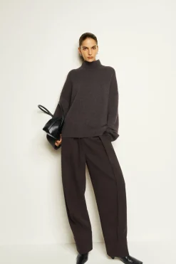 COS TURN-UP WOOL-BLEND PANTS-Women Pants