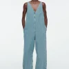 COS V-NECK DENIM JUMPSUIT-Women Dresses & Jumpsuits | Pants