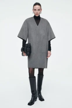 COS V-NECK DOUBLE-FACED WOOL DRESS-Women Dresses & Jumpsuits | Sweaters & Cardigans