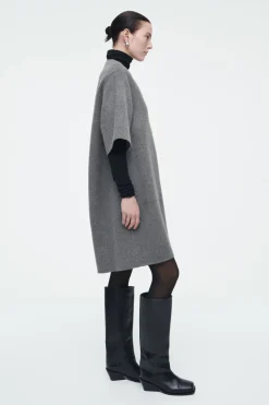 COS V-NECK DOUBLE-FACED WOOL DRESS-Women Dresses & Jumpsuits | Sweaters & Cardigans