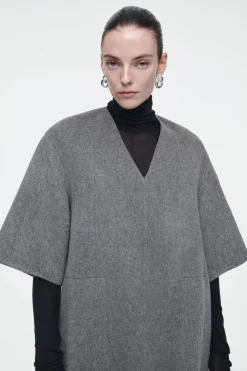 COS V-NECK DOUBLE-FACED WOOL DRESS-Women Dresses & Jumpsuits | Sweaters & Cardigans