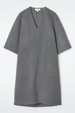 COS V-NECK DOUBLE-FACED WOOL DRESS-Women Dresses & Jumpsuits | Sweaters & Cardigans