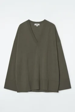 COS V-NECK MERINO WOOL SWEATER-Women Sweaters & Cardigans