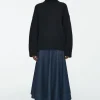 COS VOLUMINOUS A-LINE DENIM MIDI SKIRT-Women Skirts