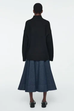 COS VOLUMINOUS A-LINE DENIM MIDI SKIRT-Women Skirts