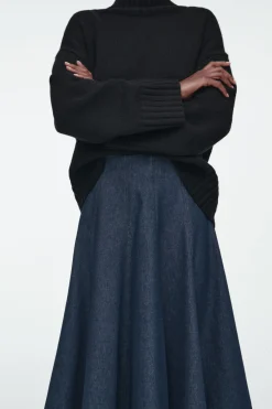 COS VOLUMINOUS A-LINE DENIM MIDI SKIRT-Women Skirts