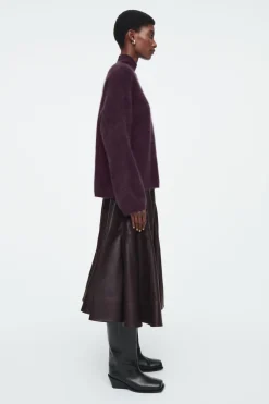 COS VOLUMINOUS A-LINE LEATHER MIDI SKIRT-Women Skirts