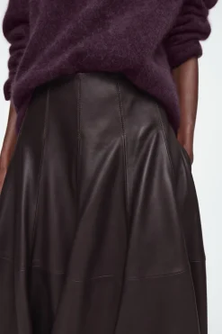 COS VOLUMINOUS A-LINE LEATHER MIDI SKIRT-Women Skirts