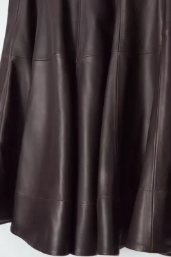 COS VOLUMINOUS A-LINE LEATHER MIDI SKIRT-Women Skirts