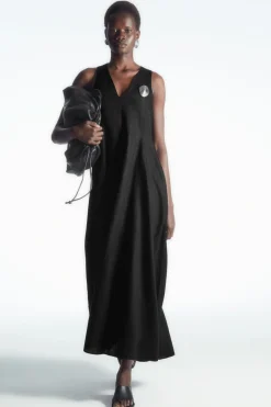 COS VOLUMINOUS V-NECK MAXI DRESS-Women Dresses & Jumpsuits