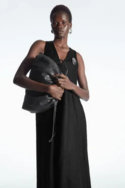 COS VOLUMINOUS V-NECK MAXI DRESS-Women Dresses & Jumpsuits