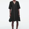 COS VOLUMINOUS V-NECK MINI DRESS-Women Dresses & Jumpsuits