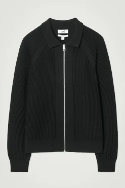 COS WAFFLE-KNIT MERINO WOOL BOMBER JAKCET- Sweaters & Cardigans | Coats & Jackets