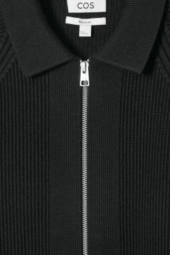 COS WAFFLE-KNIT MERINO WOOL BOMBER JAKCET- Sweaters & Cardigans | Coats & Jackets