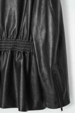COS WAISTED LEATHER TRUCKER JACKET-Women Coats & Jackets
