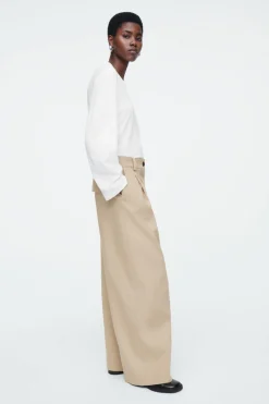 COS WIDE-LEG COTTON PANTS-Women Pants