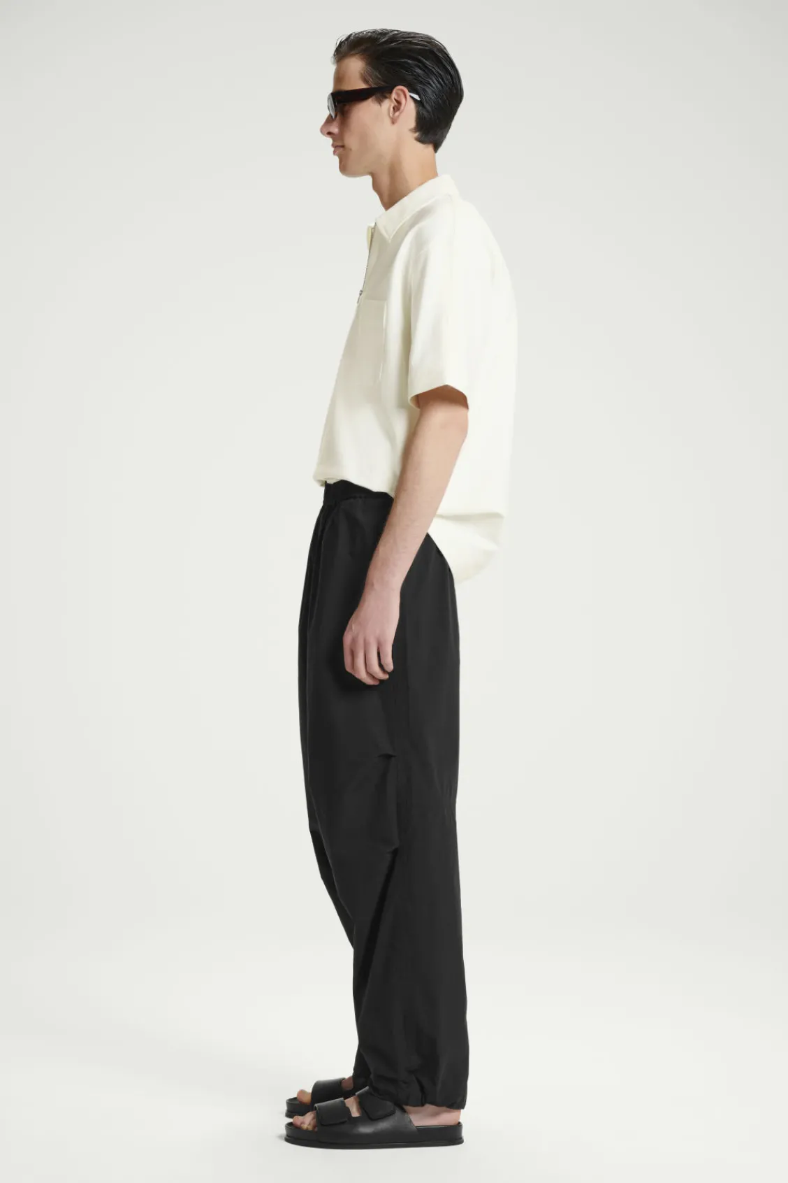 COS WIDE-LEG ELASTICATED COTTON PANTS- Pants